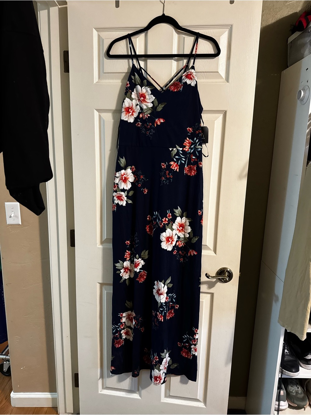 NWT Fortune + Ivy Alina Maxi Knit Dress Navy Floral Size M